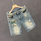 Summer Straight Ripped Shorts Trendy Thin Youth Casual Breeches Men's Fashion Handsome Denim Pants Clothes Man Short Jeans