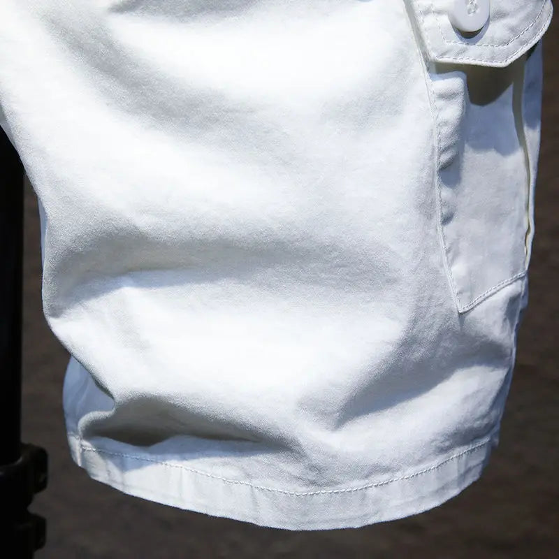 PENDRA Short Slim White Solid Color Cowboy Cotton Denim Jeans