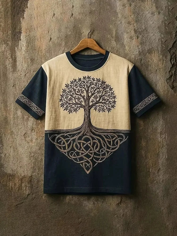 PENDRA Tribal Ethnic Rune-printed Retro Loose-fitting Short-Sleeve T-Shirt