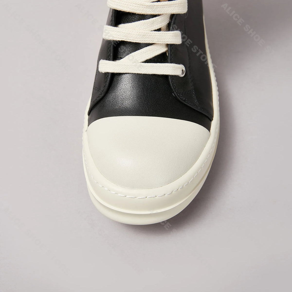 PENDRA Obsidian Zip Black Leather High-Top Zip Thick-Sole Platform Ankle Boots