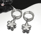 Stainless Steel Y2K Plum Blossom Hoop Earrings for Women Silver Color Aesthetics Flower Hip Hop Earring Jewelry EZZZ796-3S06