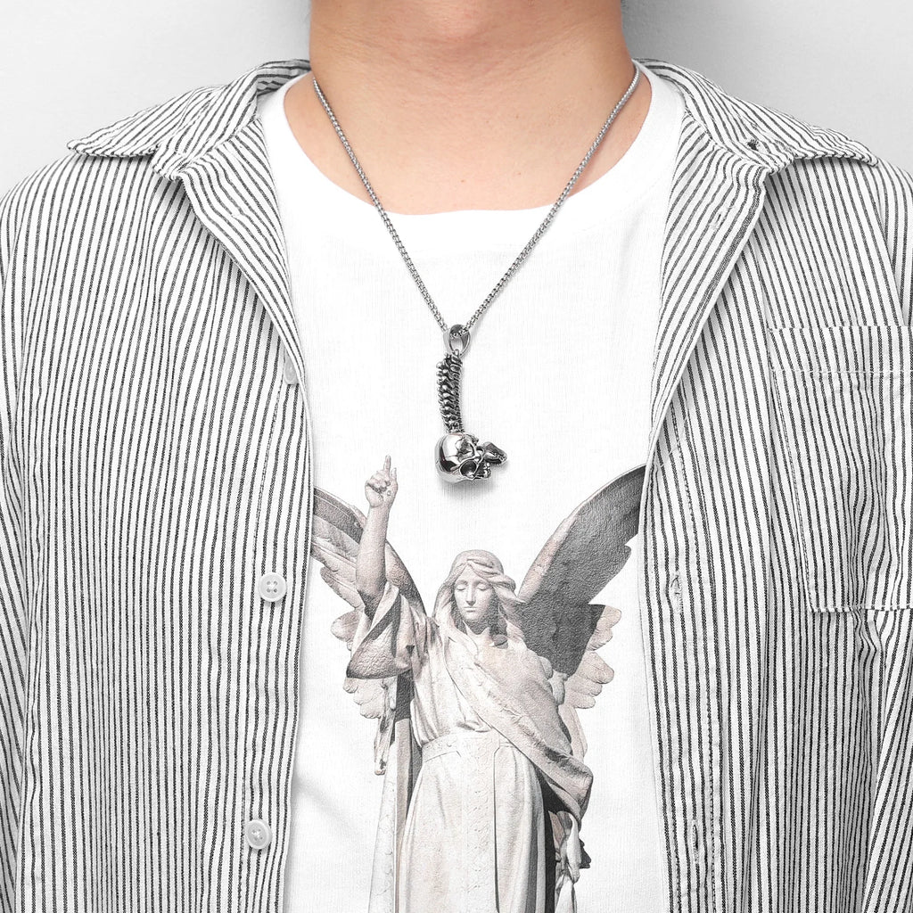 PENDRA Skull Spine Domineering Steel Necklace