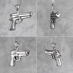 Gun Pistol Arms Mens Long Necklaces Pendants Chain Punk Hip Hop for Boy Male Stainless Steel Jewelry Creativity Gift Wholesale