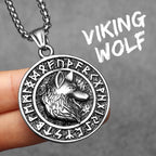 PENDRA Rune Wolf Steel Necklace