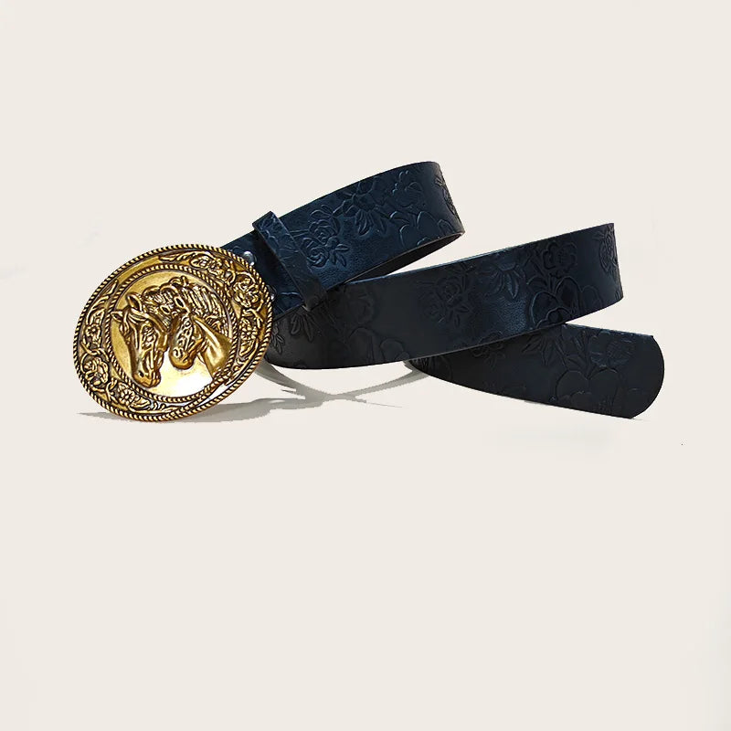 PENDRA Galaine Leather Bull Buckle Western Gothic Belt