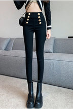 Fashion Women's Trousers 2023 Autumn New High-elastic Double-breasted Tight-fitting High-waisted Slimming Pants Women's Pants