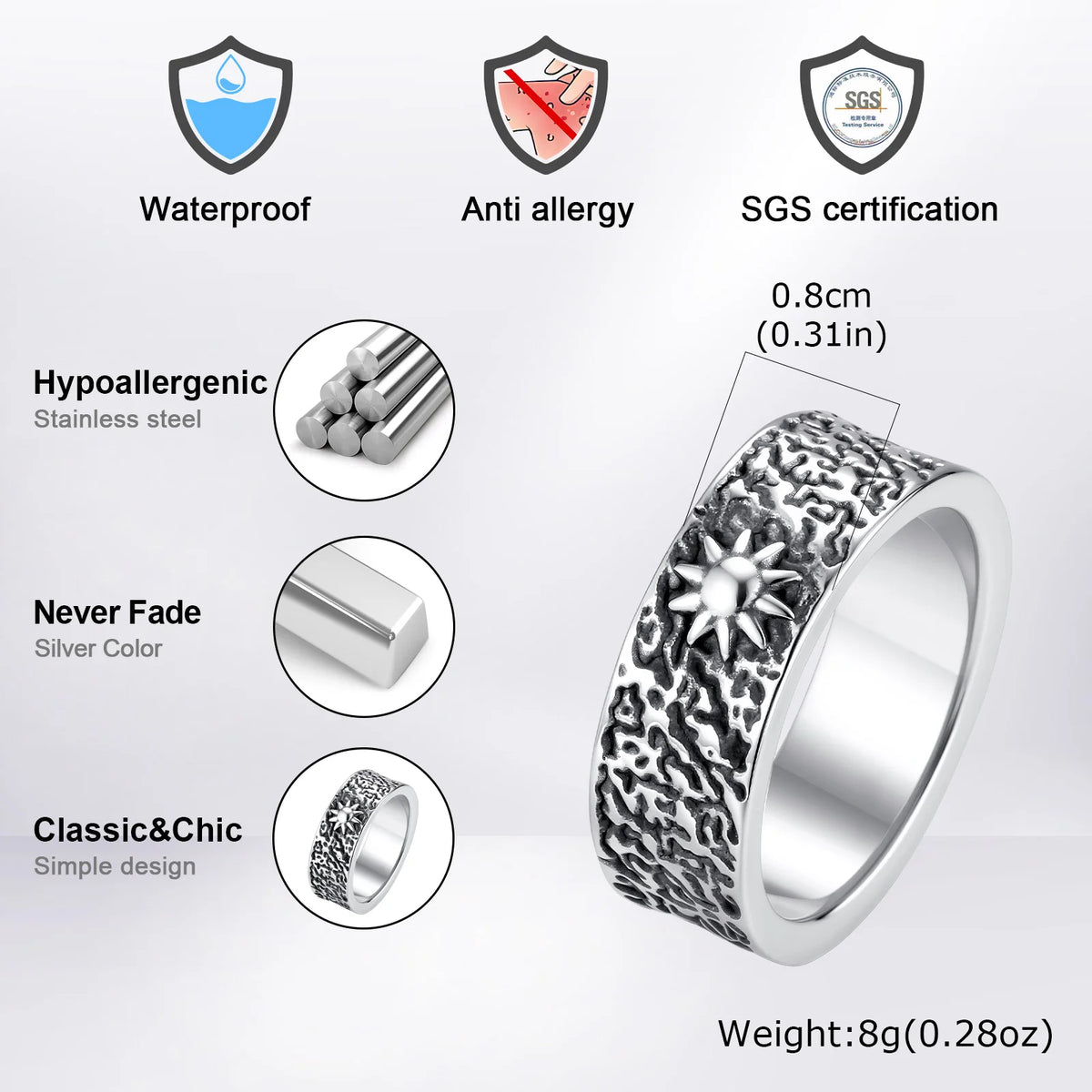 PENDRA Sun Moon Bend Steel Ring