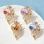 PENDRA Nine-Tail Fox Rhinestone Animal Brooch