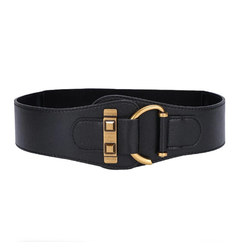 Fashion Wide Belt Elegant Elastic PU Girdle Women Trend Lightweight Design Cummerbund for Dresses, Coats, and Suits Corset Belt