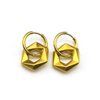 Stainless Steel Y2K Minimalist Trendy Geometric Hexagon Hoop Earrings for Women Gold Color Female Circle Dangle Earring Jewelry