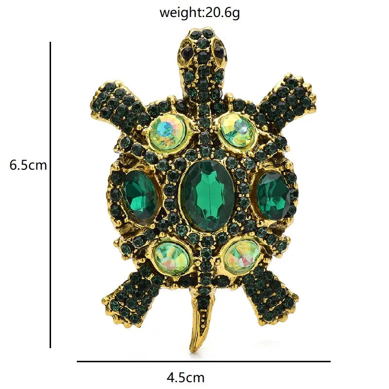 Wuli&baby Vintage Rhinestone Turtle Brooches For Women Men 3-color Swimming Sea Animal Party Casual Brooch Pins Gifts