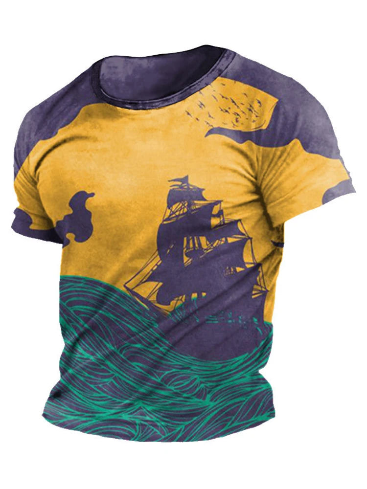 PENDRA Printed Sports Ship T-Shirt
