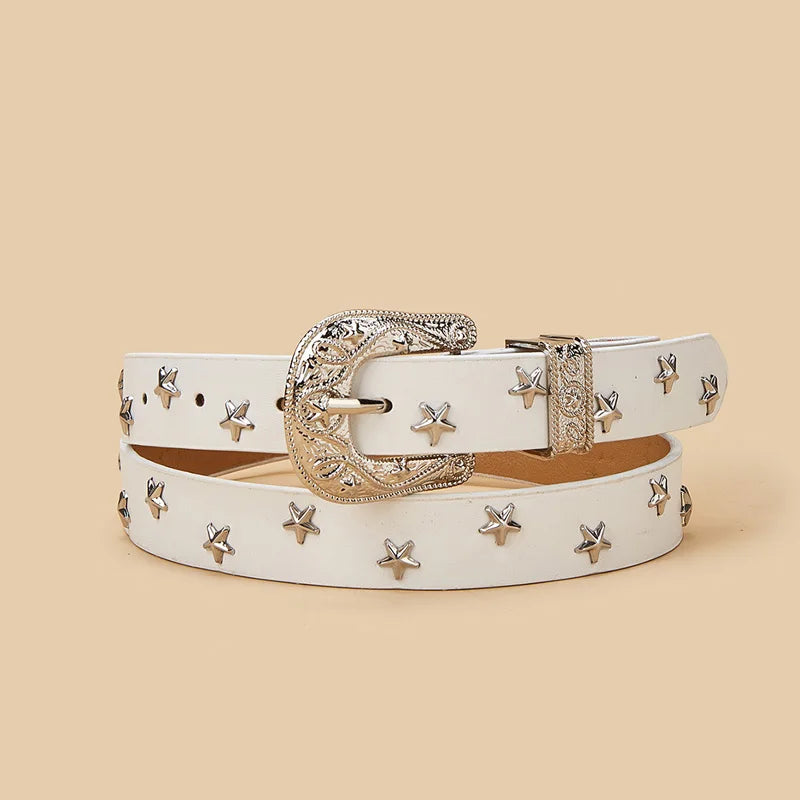 New Style Punk Belts Decoration Men Star Rivets Trend Fashion Punk Style Wide Belt Personality Women Retro Versatile Jeans Belt