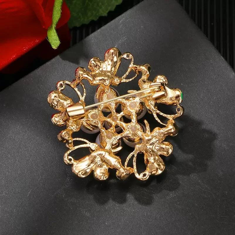 PENDRA Pearlora Enamel Pearl Flower Brooch