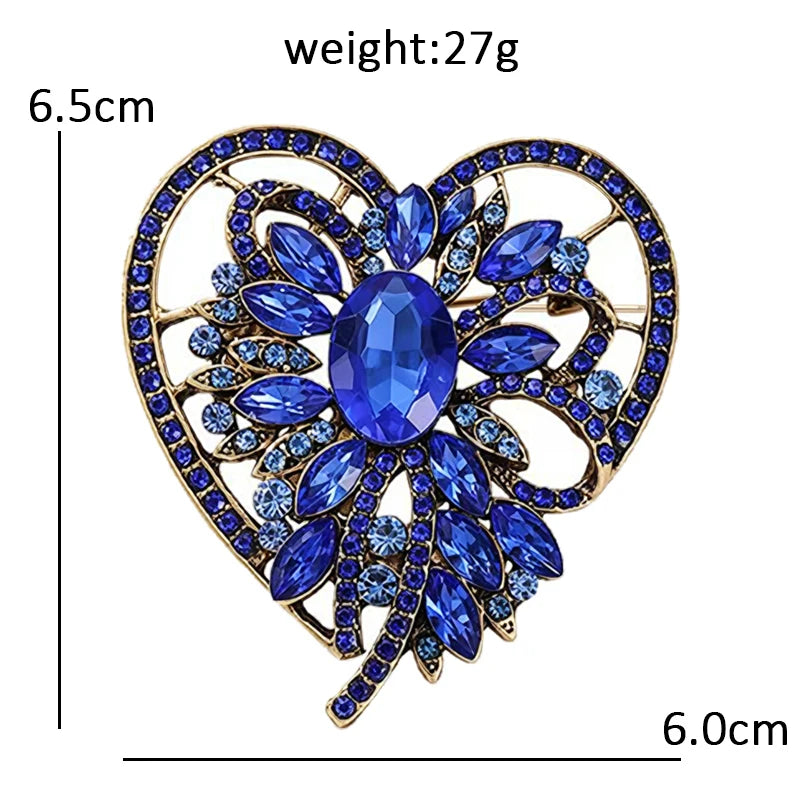 PENDRA Heartelle Vintage Crystal Heart Brooch
