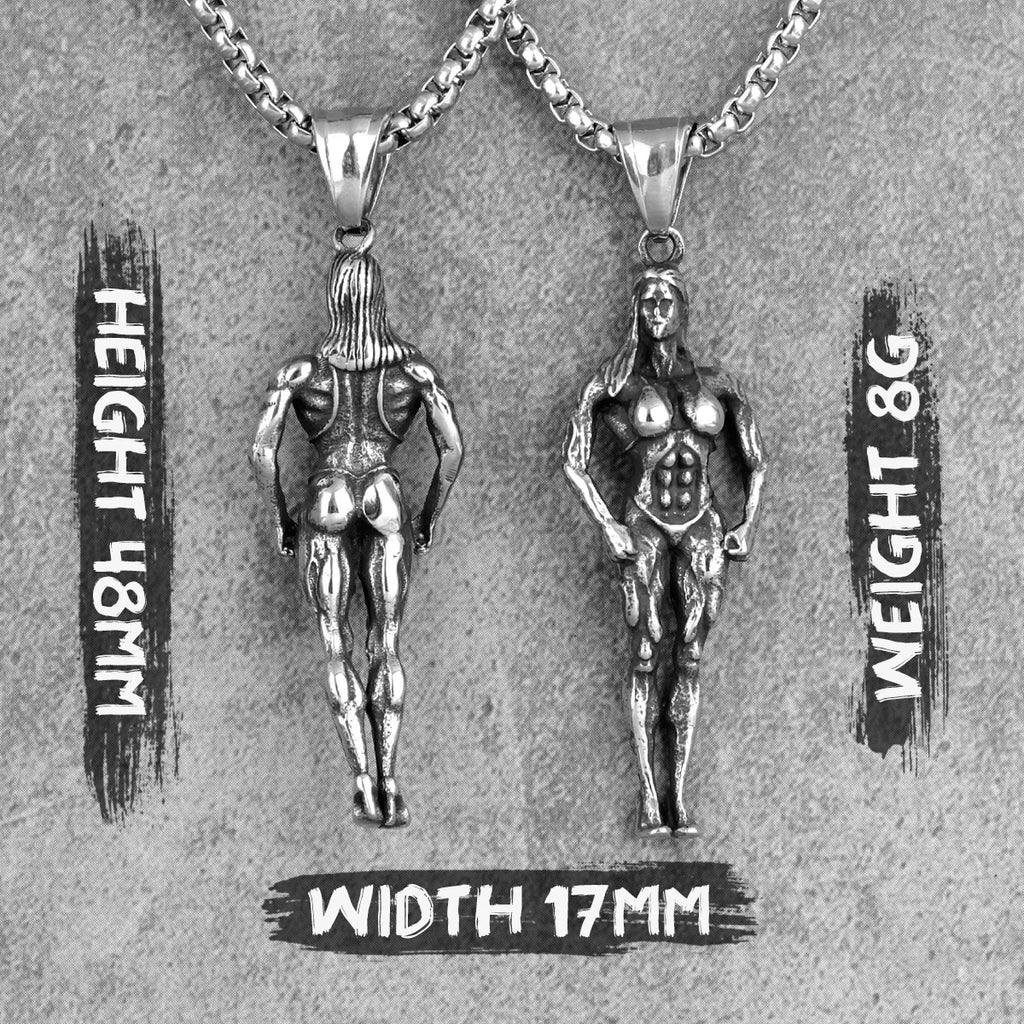 Femal Bodybuilding Fitness Long Men Necklaces Pendant Chain for Boyfriend Male Stainless Steel Jewelry Creativity Gift Wholesale
