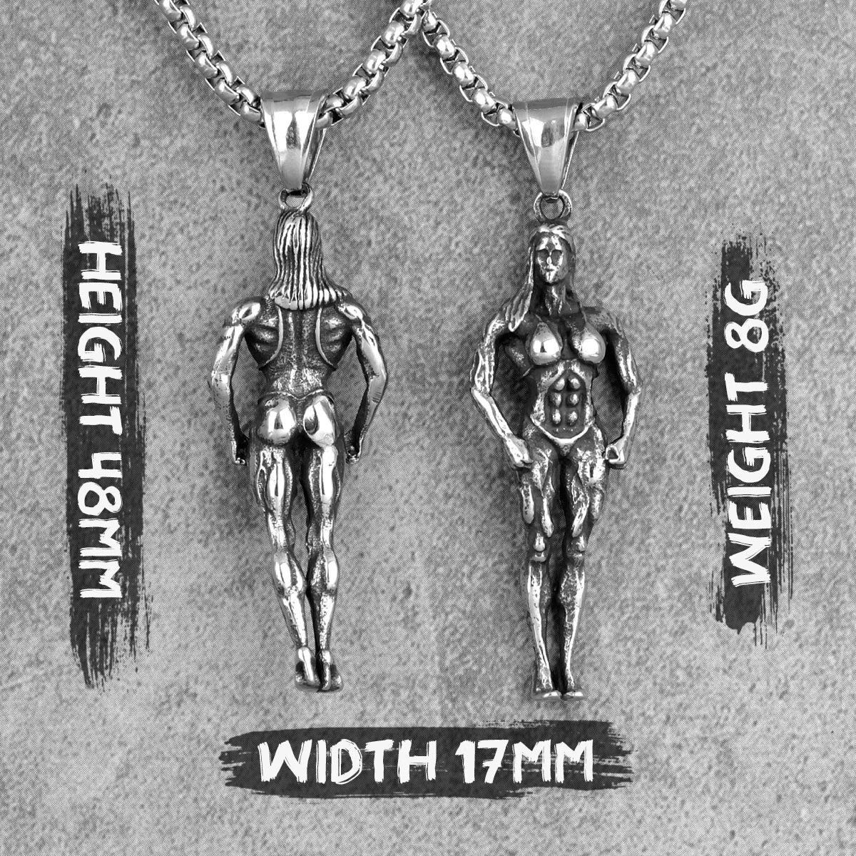 Femal Bodybuilding Fitness Long Men Necklaces Pendant Chain for Boyfriend Male Stainless Steel Jewelry Creativity Gift Wholesale