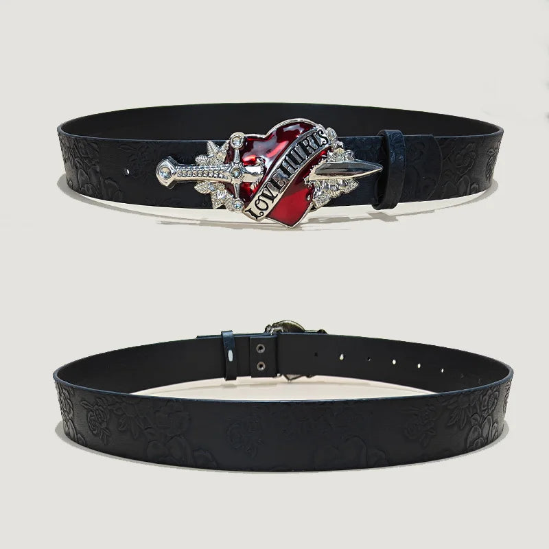 PENDRA Velaellea Leather Skull Gothic Belt