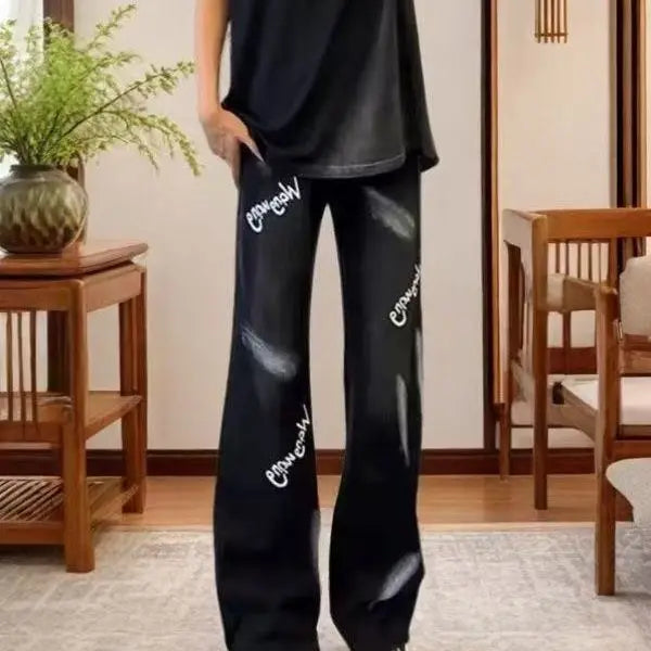 PENDRA Straight Mud Graffiti Pants