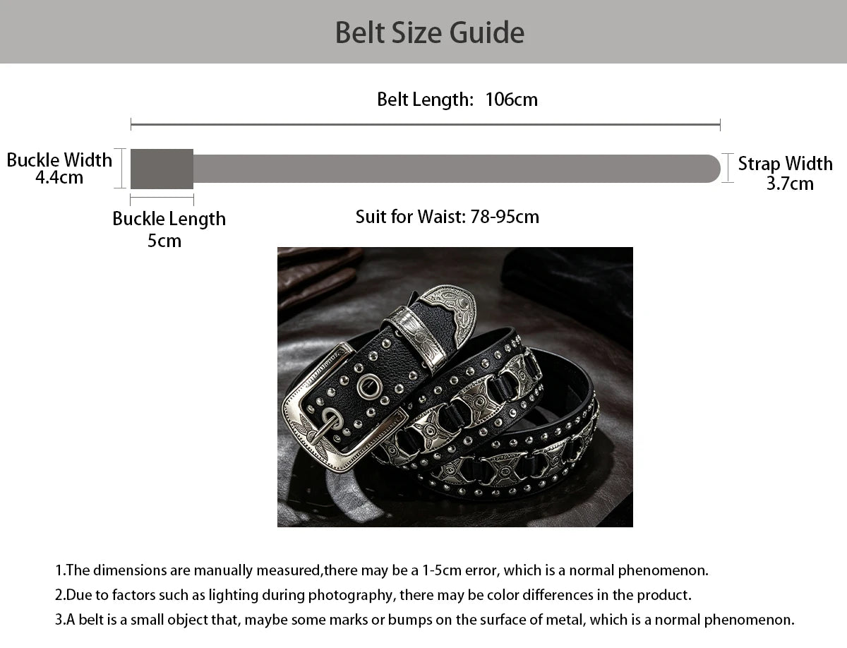 New Fashion Men's European And American Punk Belt Women's Rivet Wide Waist Cross Border Jeans Belt Unisex Gothic Accessories