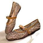 PENDRA Leopard Mesh Flat Shoes