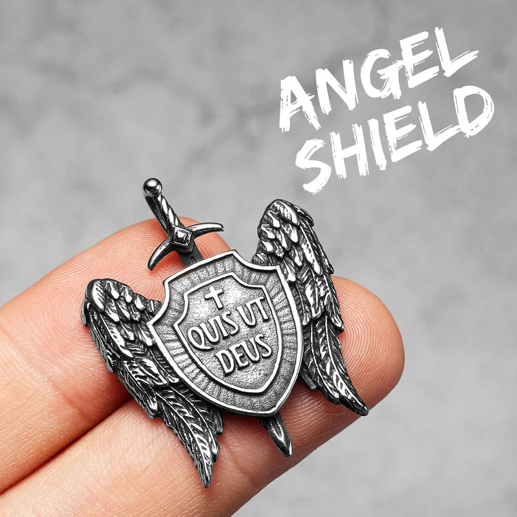 PENDRA Angel St Michael Steel Necklace