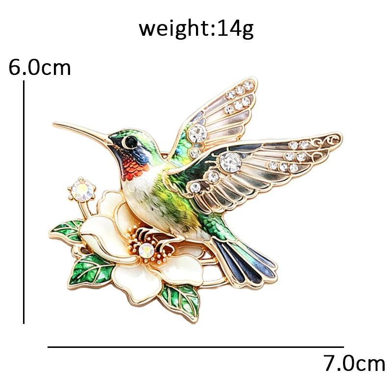 PENDRA Aviella Hummingbird Flower Brooch