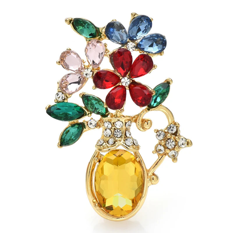 PENDRA Vaseflora Flowers in Vase Brooch