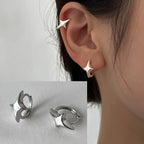 PENDRA Diamond Studded Hoop Sterling Earrings