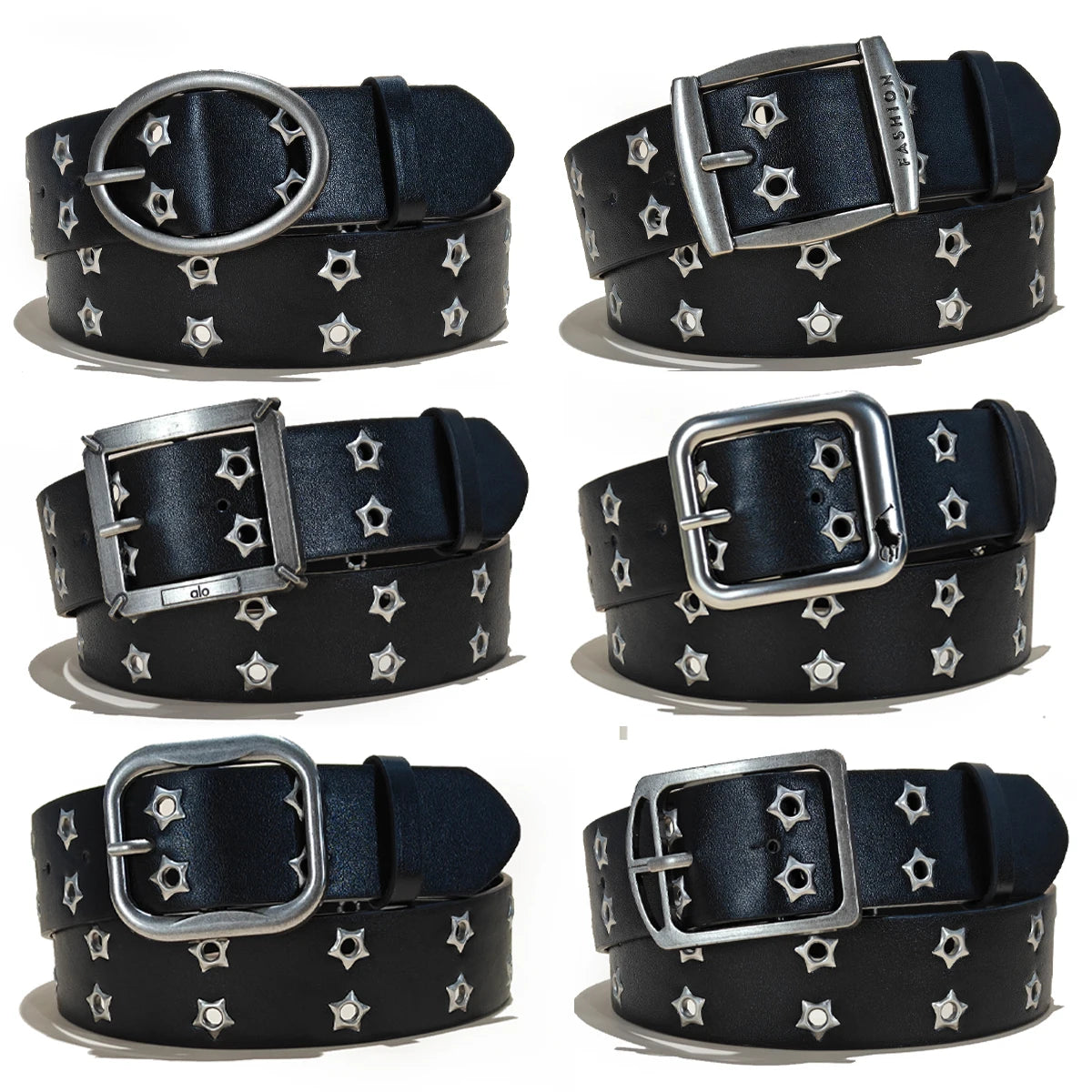 PENDRA Elarara Leather Black D-Buckle Star Belt