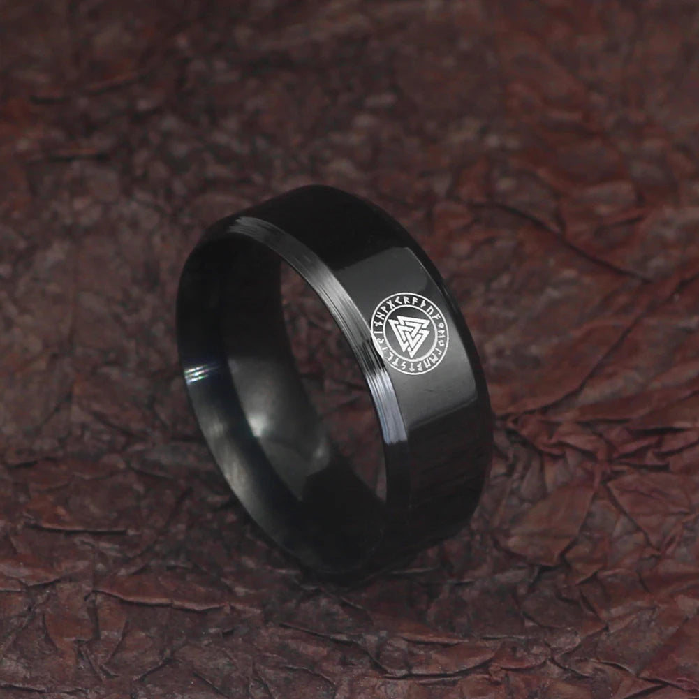PENDRA Rune Black Steel Ring