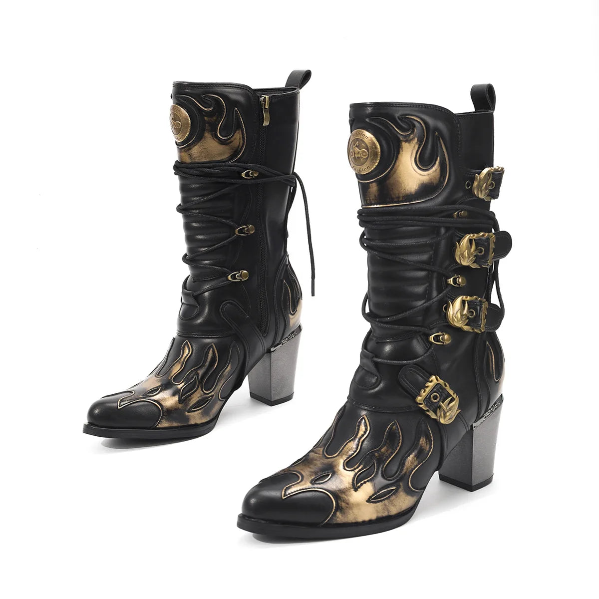 PENDRA Zipper Polish Flame Boots