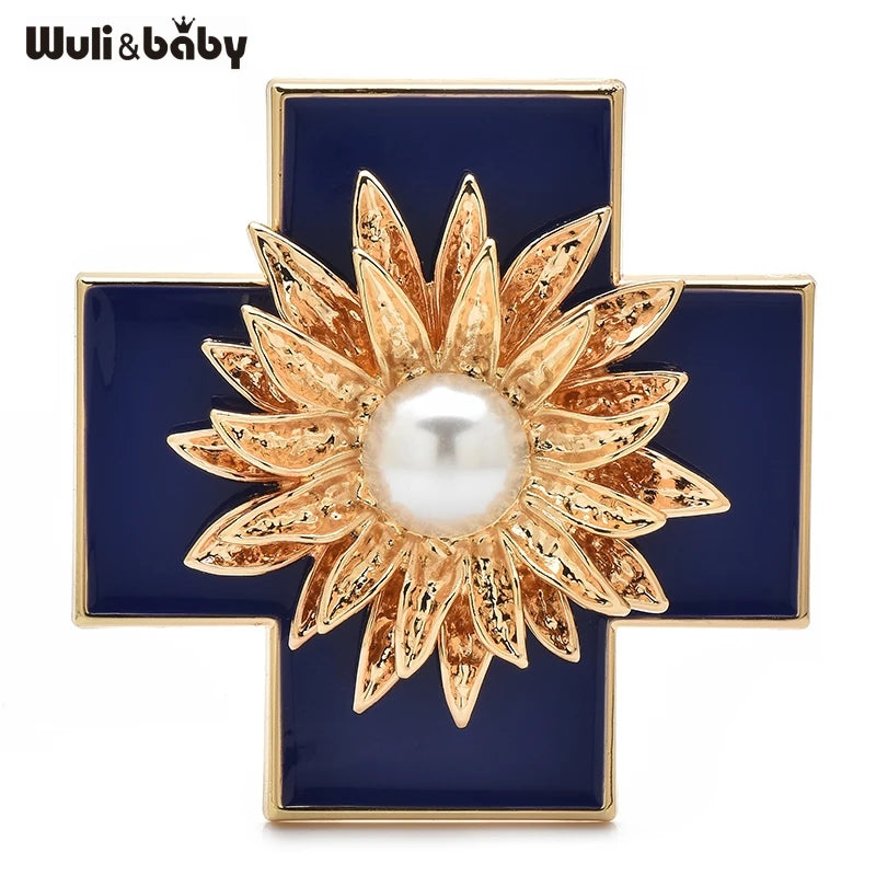 PENDRA Crossbloom Big Flower Cross Brooch