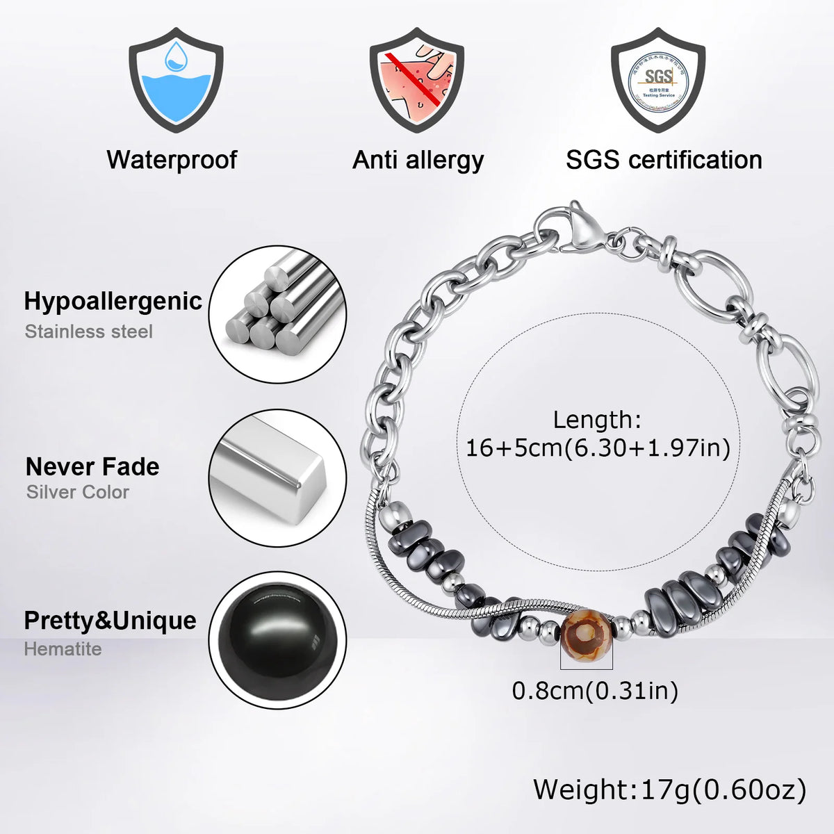 PENDRA Hematite Beads Bracelet