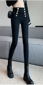 Fashion Women's Trousers 2023 Autumn New High-elastic Double-breasted Tight-fitting High-waisted Slimming Pants Women's Pants