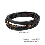 Punk Men Natural Stone Stackable Leather Bracelet,Multilayer Braided PU Wristband with Magnetic Buckle,Punk Casual Jewelry Gift