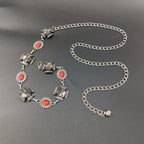 PENDRA Elaraene Silver Skull Gothic Waist Chain Belt