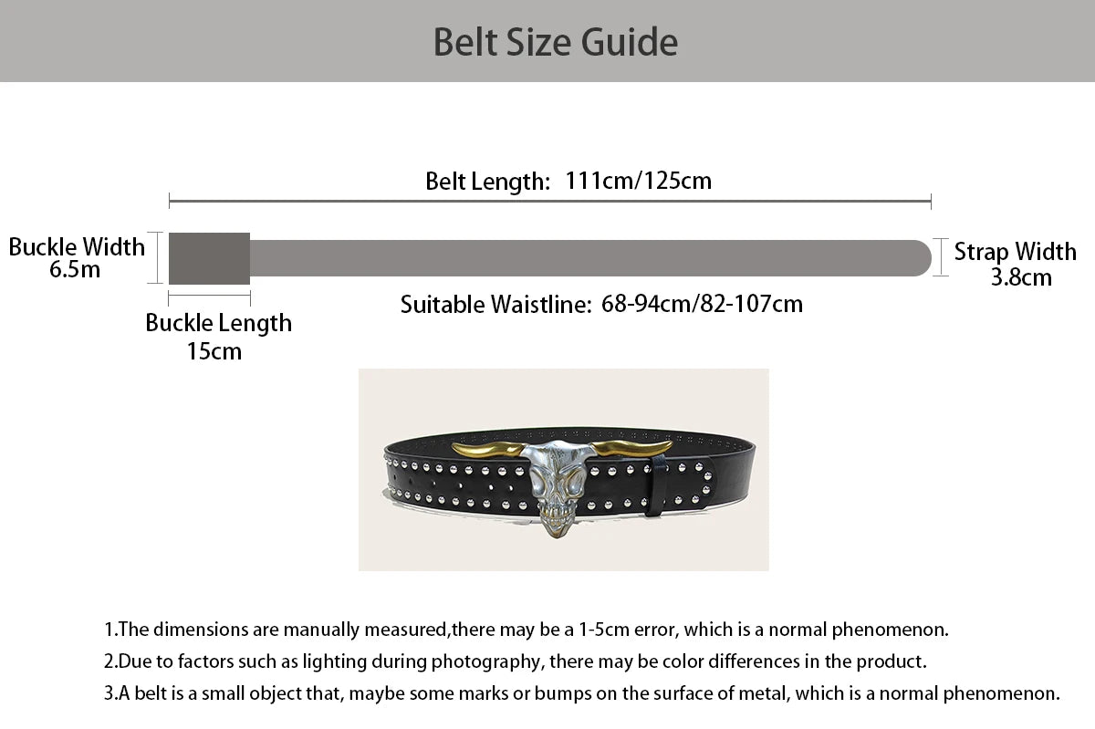 New Belts For Women High Quality Luxury Brand Punk Gothic Rivet Black Jeans Unisex Men's Belt Paw Skull Buckle Waistband Male
