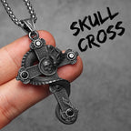 PENDRA Skull Dragon Cross Steel Necklace
