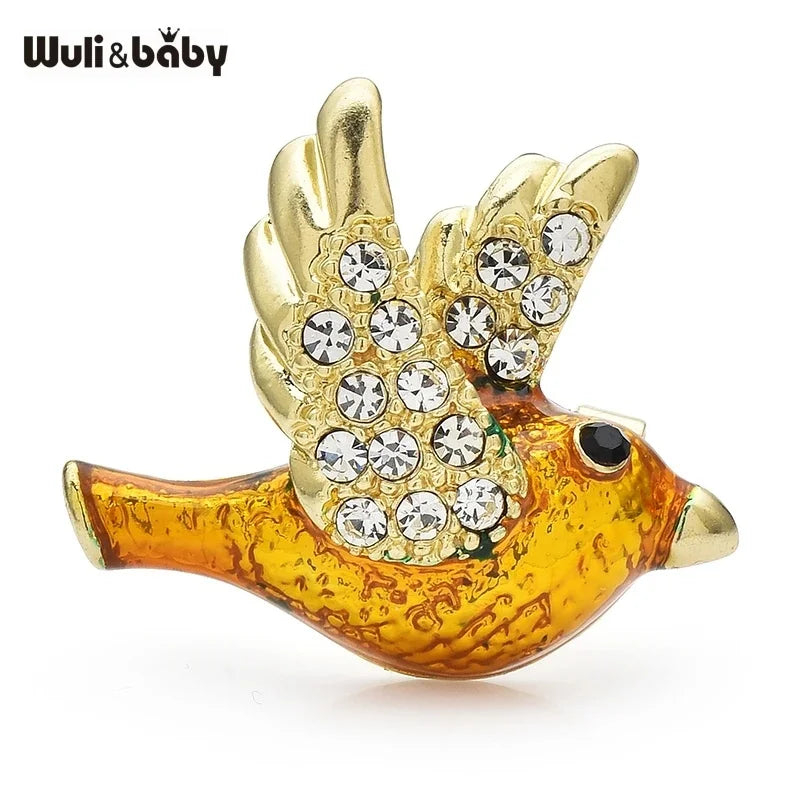 PENDRA Folibird Leaf and Bird Brooch