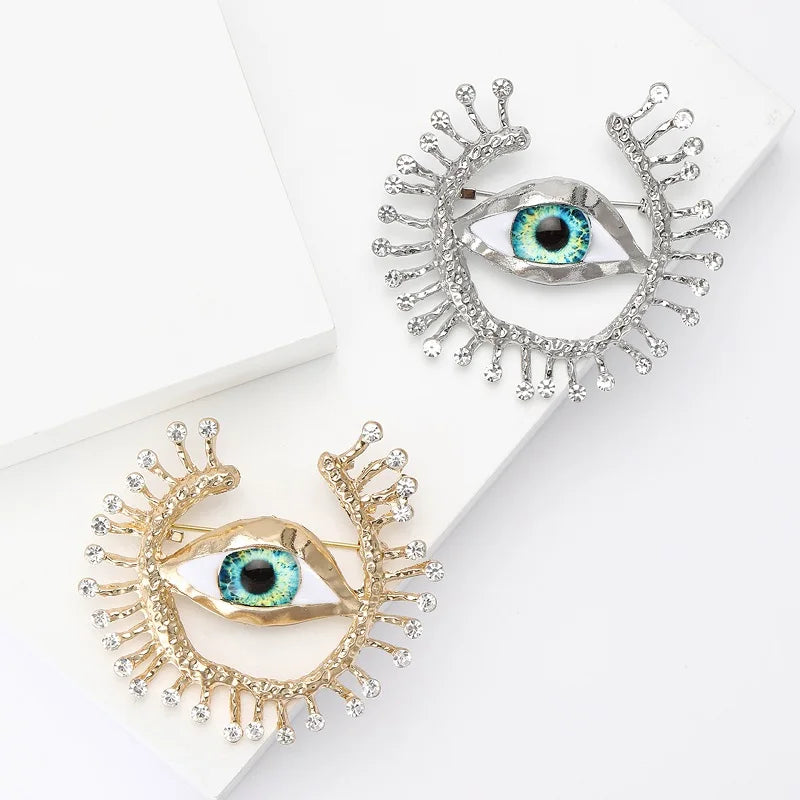 PENDRA Big Blue Eye Round Brooch