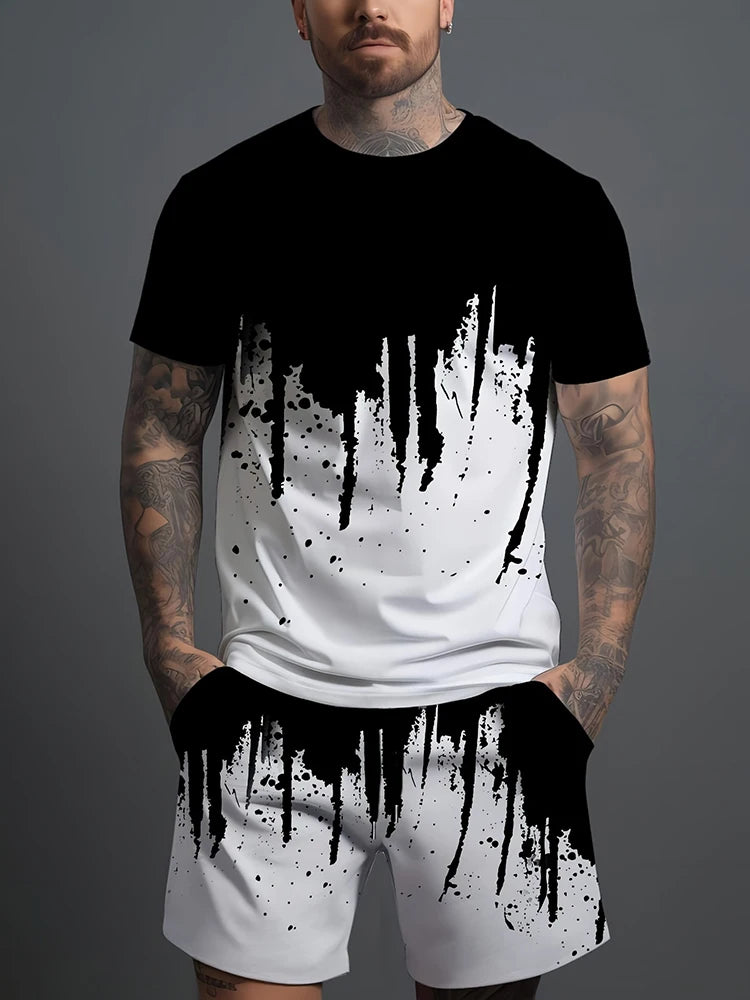 Summer Outdoor Street Fashion Men's T-shirts Everyday Casual Men's Athletic Shorts T-shirts And Drawstring Shorts Men's Sets