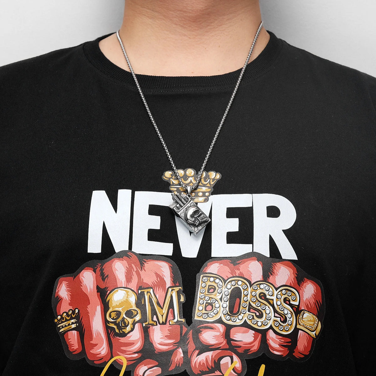 PENDRA Skull Lighter Cigarette Steel Necklace