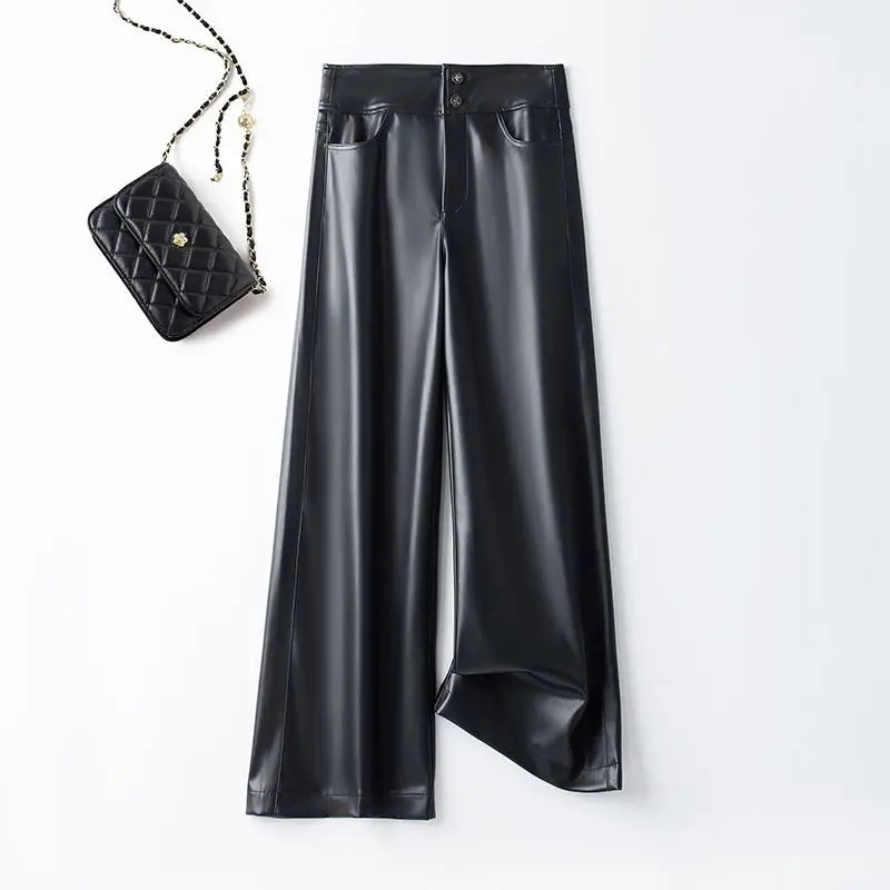 PENDRA Waisted Leather Straight Pants