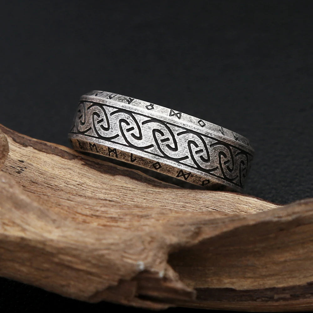 PENDRA Futhark Simple Stainless Steel Rune Ring