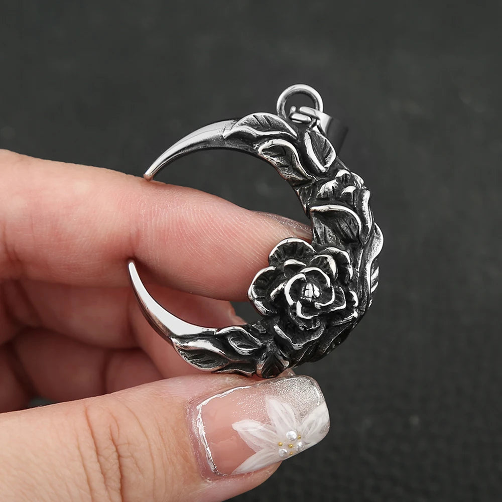 PENDRA Moonnight Stainless Steel Moon and Night Pendant