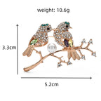 PENDRA Crystal Couple Birds Bullfinch Brooch