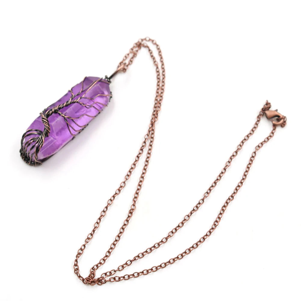 PENDRA Tree Life Crystal Chain Necklace
