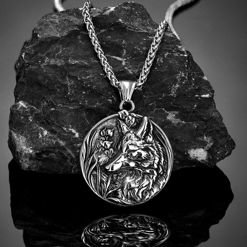 PENDRA Wolf Vintage Steel Necklace