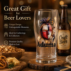 Aduma African Mask Pattern Pint Beer Glass Clear Thick Glass Cup Home Bar Pub Drinking Decor Cup